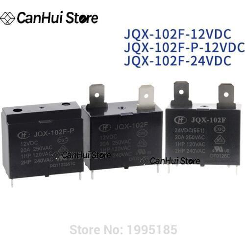 1Pcs HF102F JQX-102F-P-12VDC JQX-102F 12VDC 24VDC 4-pin 20A 250VAC HongFa Air Conditioner Water Heater Relay