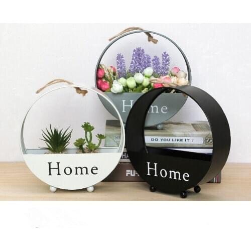 1PC Iron Artificial Flowers Wall Vase Hanging Succulent Flowerpot Container Wall Decoration for Wedding Home Decor JL 243