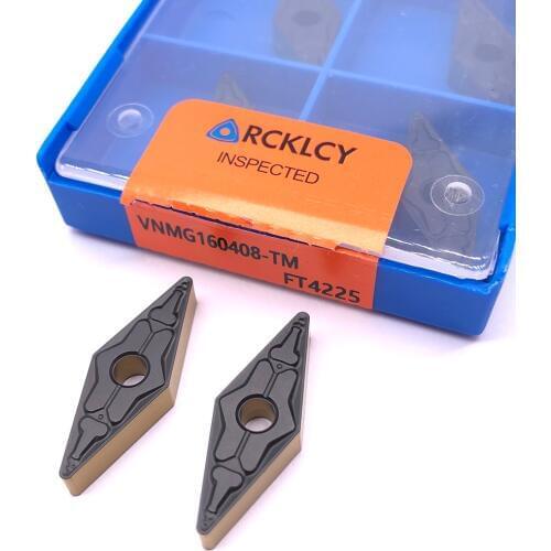 10pcs RCKLCY VNMG160408 TM FT4225 High Quality CNC Tools Lathe Tools External Turning Tool Carbide Insert For Steel