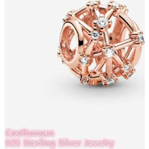 100% 925 Sterling Silver Openwork Star Constellations Charm Rose Gold Beads Fits Original Pandora Bracelets Jewelry Making