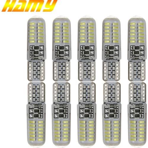 10x Car LED T10 W5W Signal Bulb Interior Light 12V Auto Reading Trunk Luggage License Plate Wedge Side Parking Lamp 24SMD White