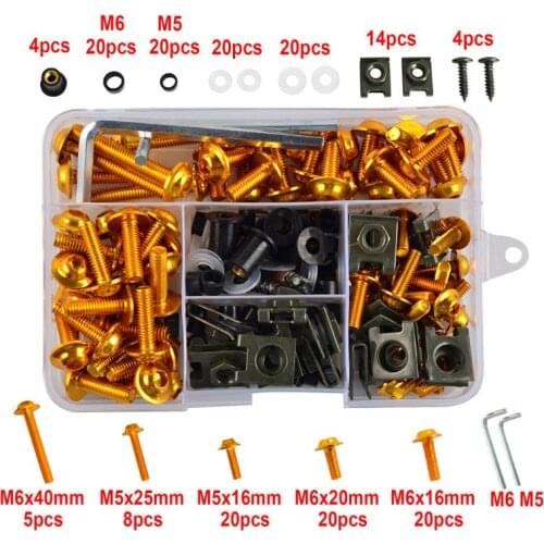 177PCS/Set M6 M5 Fairing Bolts Kit Bodywork Screws Nut For Motorcycle 6 colors