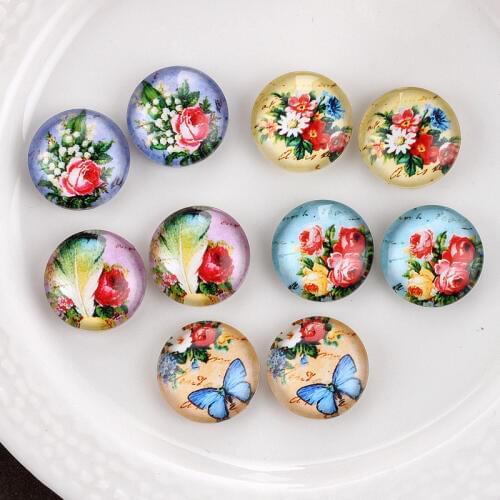 20 pcs MIX 12mm 20mm 25mm 30mm Handmade Round Glass Cabochon beads-Image Glass Cabochon-(HPGC-MIXSS-202)