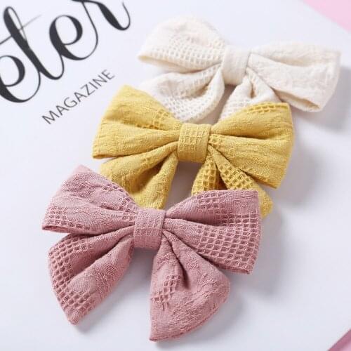 20 PCS/LOT, 3.15 inch Cotton Jacquard Sailor Bow Hair Clips, Handmade Fabric Bow Baby Headbands, Kids Girls Hair Accessories