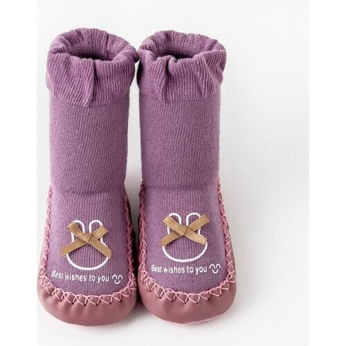 2020 Autumn And Winter New Toddler Shoes Baby Boy Girl Hair Loop Bowknot Cute Casual Fashion All-match Leather Socks