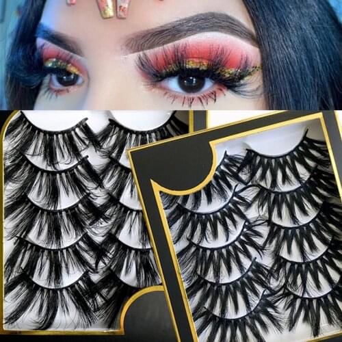25mm Imitation Mink False Eyelashes 5 Pairs 6D Soft Fluffy Voluminous Thick Natural Long Eyelashes Makeup Beauty Extension Tool