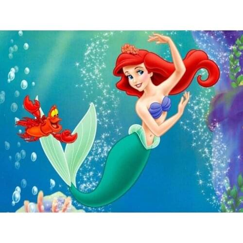 Disney Full Square 5D DIY Diamond Painting Mermaid In Sea Diamond Embroidery Cross Stitch Mosaic Gift