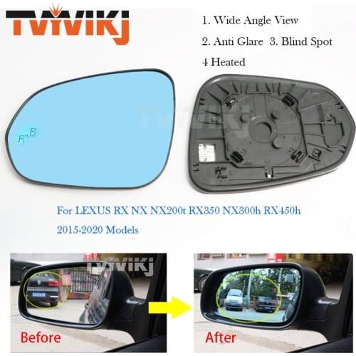 TVYVIKJ Side Rearview Blue Mirror Glass Lens For LEXUS NX RX 2015-2020 Wide View anti glare Blind Warning NX200t RX350 NX300h