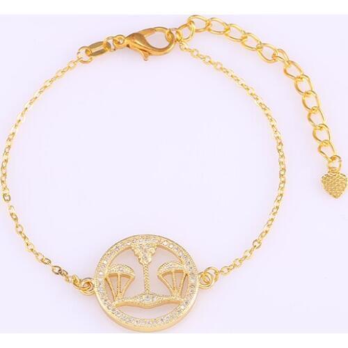 Juya Gold/Rose Gold Color Libra Connector Micro Pave Zircon Constellation Charm Bracelets Fit Men Women Jewelry Making Craft
