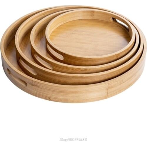 Wooden Round Serving Tray Wood Plate Tea Food Dish Drink Platter Multipurpose wholesales