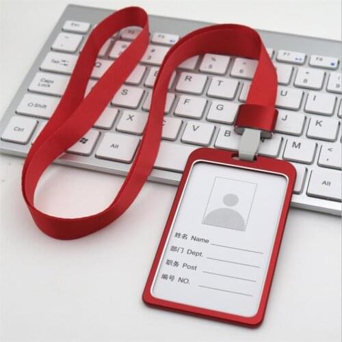 1PC Aluminum Alloy Work Name Card Holders Business Work Card ID Badge Lanyard Holder Hot Vertical Metal ID Business Case