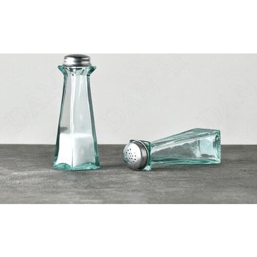 European Glass Spice Jar Simplicity Relief Desktop Decorative Condiment Dispenser Transparent Salt Thicken Canister Set Kitchen