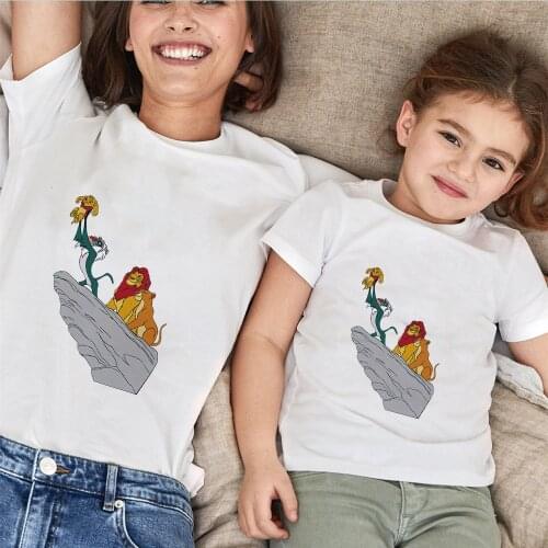Simba The Lion King T Shirt New Fashion Harajuku Cartoon Little Boys Girls Tshirts Kawaii Family Outfits Family Matching Clothes