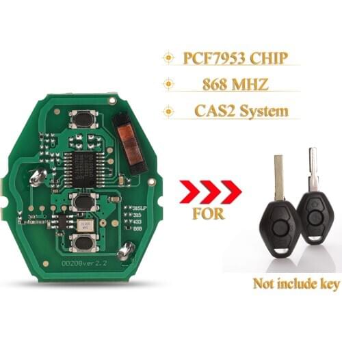 Kutery 3Buttons CAS2 System 868Mhz PCF7953Chip Remote Car Key Circuit Board For BMW E38 E39 E46 X3 X5 Z3 Z4 1/3/5/7 Series