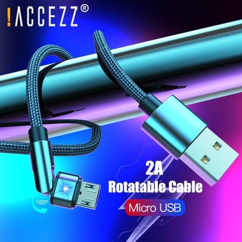 !ACCEZZ LED Rotation Micro USB Cable For Samsung S7 S6 Xiaomi Redmi Note 5 Pro 4X Huawei Android Mobile Phone Charger Cord Wire