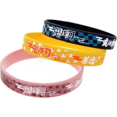 Demon Slayer Blade Bracelet Anime Silicone Bracelets Accessories for Children Fashion Anime Figure Painting Birthday Gifts