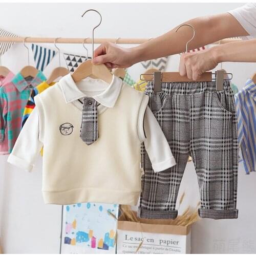 Korean style Children Clothing Spring Autumn Baby Girls Boys Clothes Kids 3PCS Suit Birthday Party Outfits Girls Clothing Sets