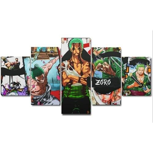 Colorful Roronoa Zoro One Piece Master of Sword Canvas Art Prints Poster for Decoration,No Frame,5pcs