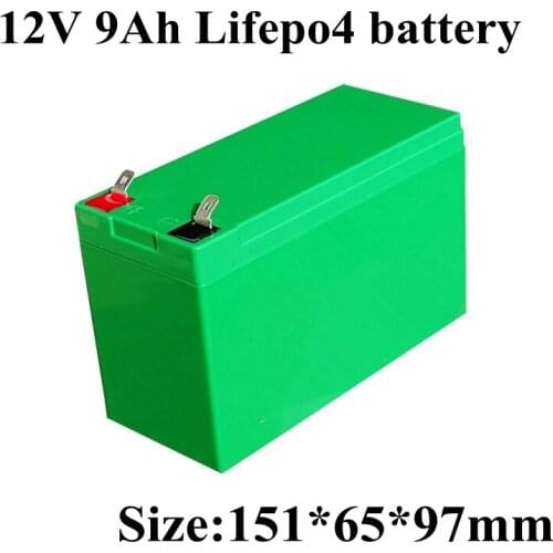 Deep cycle 12V 9Ah 12.8v LiFePO4 rechargeable 18650 lithium battery pack Not lead acid for Motor bike SCOOTER RV + charger