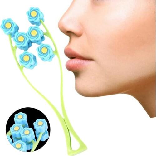 Face Massager Burrs-Free Universal Portable PP Three-section Flower Facial Roller for Ladies