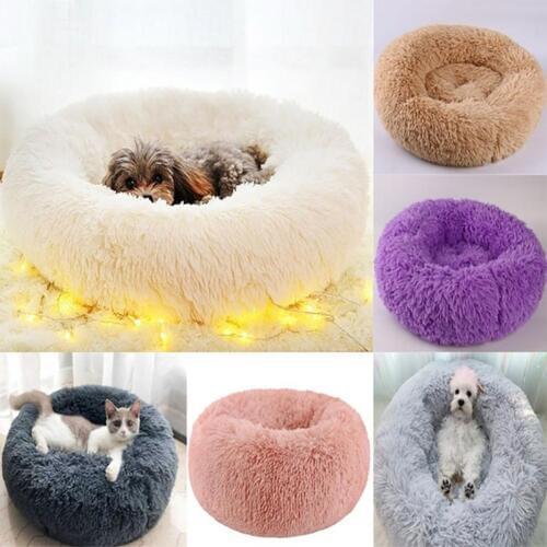 Met For Cat Dog Cute Winter Round Macarons Stuffed Plush Soft Pet Nest For Cat Dog Sleeping Met Pets House