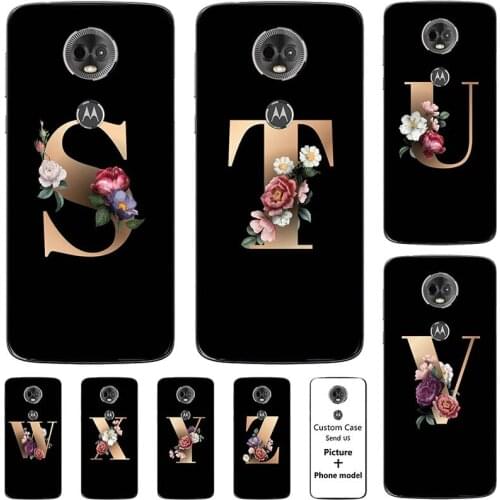 Flower 26 English Name Letters Custom Initial Case For Motorola Moto E5 Plus XT1924 XT1944 E 5 E5Plus Soft Silicone Cover