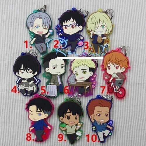 YURI ON ICE Anime keychain Big size Nikiforov Katsuki Otabek Yuuri Plisetsky Rubber strap/mobile phone charms D249