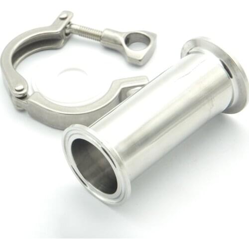 Sanitary Pipe Fitting Set 2" 51mm OD Sanitary Spool Tube 64mm Ferrule +PTFE Gasket +Tri Clamp Length 18" 458mm