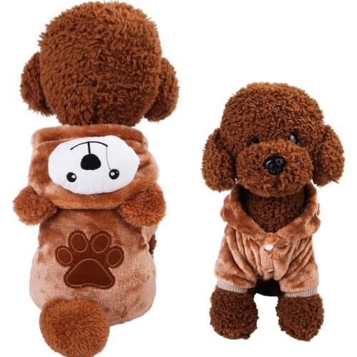 New Teddy Autumn/Winter Pet Clothing Coral Velvet Puppy Clothes Cartoon Dog Costume Changes Thickening Cotton-padded Clothes