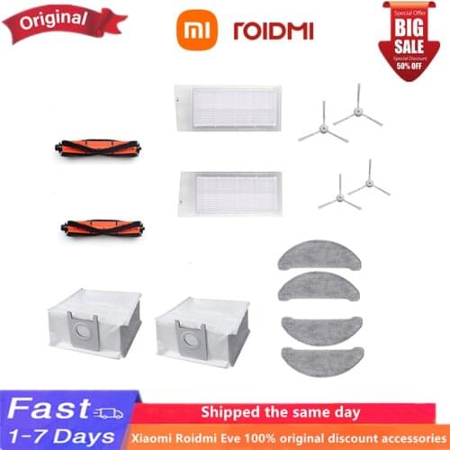 Xiaomi Roidmi Eve Plus Original Accessories Mop + Dust Bag + Hepa Filter + Side Brush + Rolling Brush + Charging Pile + Adapter
