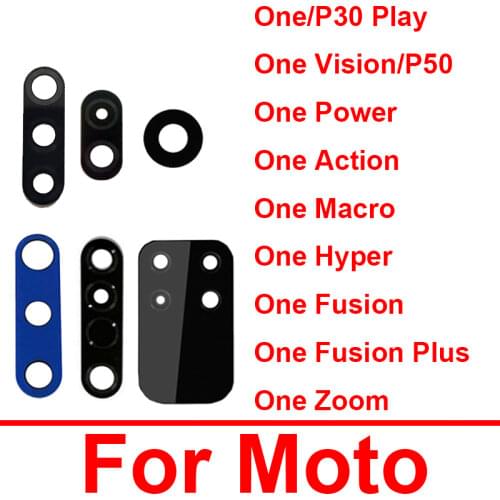 Rear Main Camera Glass Lens With Adhesive Sticker For Motorola Moto One Vision Power Action Macro Hyper Zoom Fusion+ P30 Play