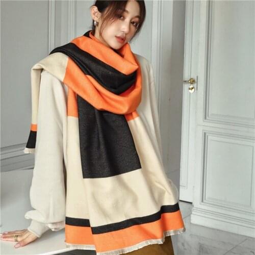 Luxury Design Cashmere Winter Scarf Lady Pashmina Shawls Wraps Thick Blanket Warm Bufanda Female Double-sided Stoles Travel
