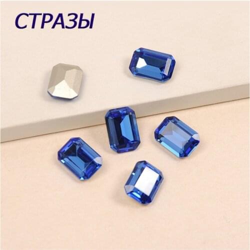 Sapphire Rectangular octagonal DIY Crystals pointback crystal strass K9 glass rhinestones for clothing shoes bags Accessories