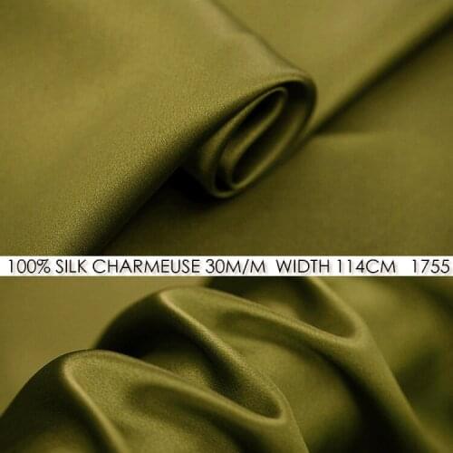 CISULI SILK CHARMEUSE SATIN 114cm width 30momme/100% Pure Silk Fabric/Wedding Dress Sewing Fabric Suppliers Mustard NO 1755