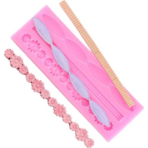 Flower Lace Silicone Mold Cake Boder Fondant Molds Wedding Cake Decorating Tools Chocolate Gumpaste Mould Candy Clay Moulds