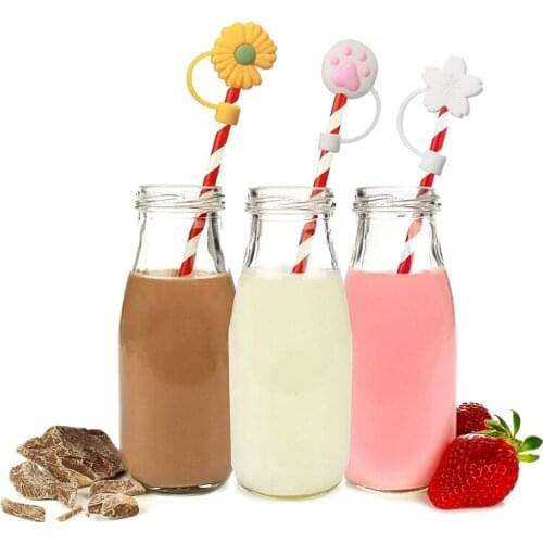 NHBR 8 Pieces Silicone Straw Tips Cover Reusable Drinking Straw Lids Cover for 6 8 mm Straws Anti Dust Straw Tips Plugs