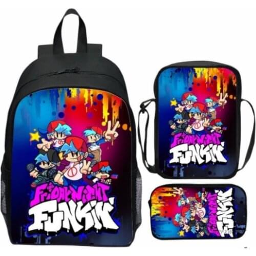 3D Friday Night Funkin Bag 3 Pcs/Set Anime Hot Game for Teenager Book Bag Travel Back Pack Men Women Harajuku School Backpack