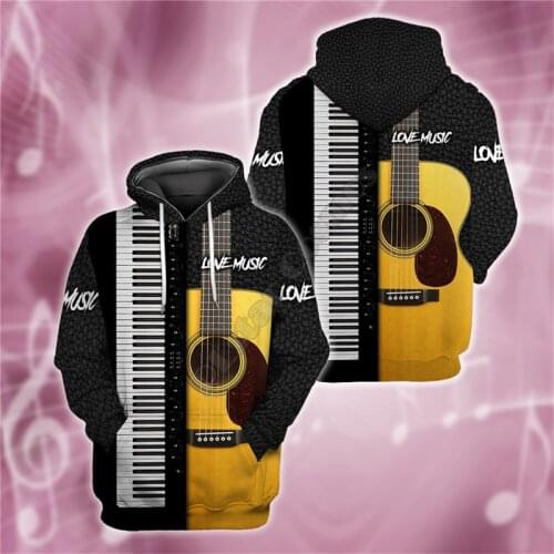 Piano Guitar Musical Instrument 3D printed Hoodies Sweatshirt zipper hoodies women For men Pullover Cosplay Costumes 02