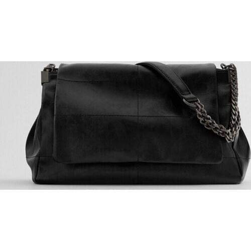 Vintage Solid Color Chain Soft Leather Shoulder Handbags 2020 New fashion Messenger Bags Soft Flap Women Purse and purse