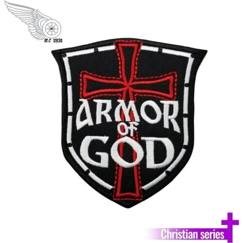 Armor of god military patch cool applique custom biker front embroider iron on patch cloth stickers garment accessory
