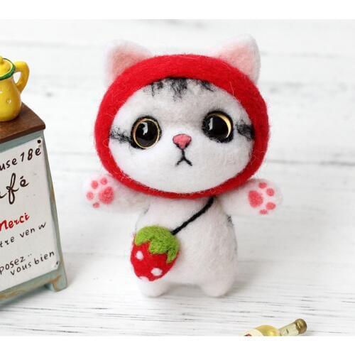 1set Felt Craft DIY Non Finished Felting Poked Handcraft Wool Felt Poked Set DIY Cat Felt for Needle Poke Material Pack