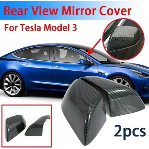 Side Wing Mirror Covers protection Caps ABS Material With Carbon Fiber Pattern Mirror Cover Caps For Tesla Model 3 2017-2020