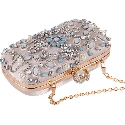 Women Handmade Diamonds Bags Beading Dress Evening Clutch Bags Luxury Ladies Wedding Purses Handbags Wallets Small Shoulder Bag
