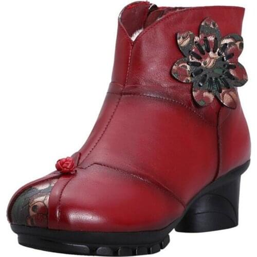 ZXRYXGS Brand Boots Flower Genuine Leather boots Women Winter boots New banquet wedding High Heels Winter Shoes Fashion Boots