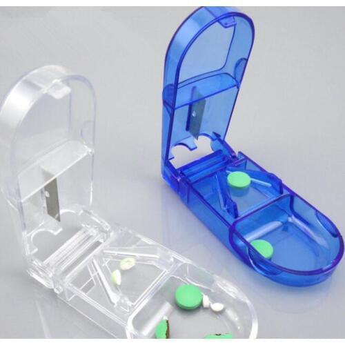 10pcs Folding pill case Metal pill cutter Medicine Organizer Portable Pill Box Makeup Storage Container