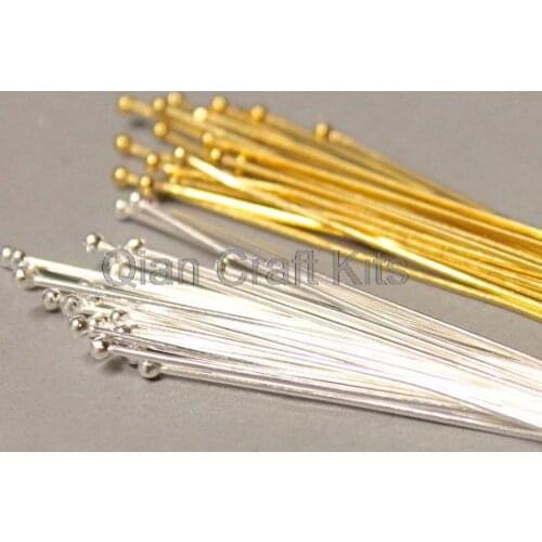 1000pcs gold/silver,rhodium mixed Solid Copper 23 gauge Stunning Ball Head Pins (2mm) Balls mix size (20mm-50mm) long