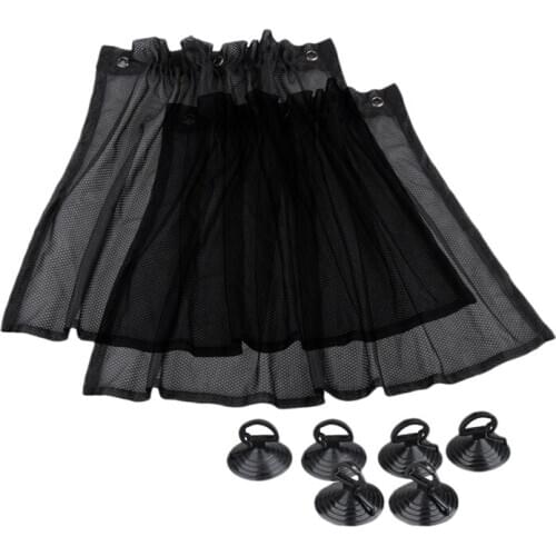 2Pcs Car Sun Shade Protection Window Curtain with Suction Cup Black Universal Car Sunshade Sunscreen Block Curtain