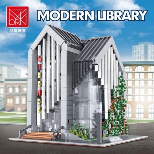 Mailackers MOC 2734PCS Modern Library City Street View Architecture City Building Blocks Bricks Educational Kids Toys Gift