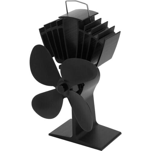 4 Blade Heat Powered Stove Fan Black Fireplace Fan Burner Eco Friendly Quiet Fan Home Fireplace Fan Efficient Heat Distribution
