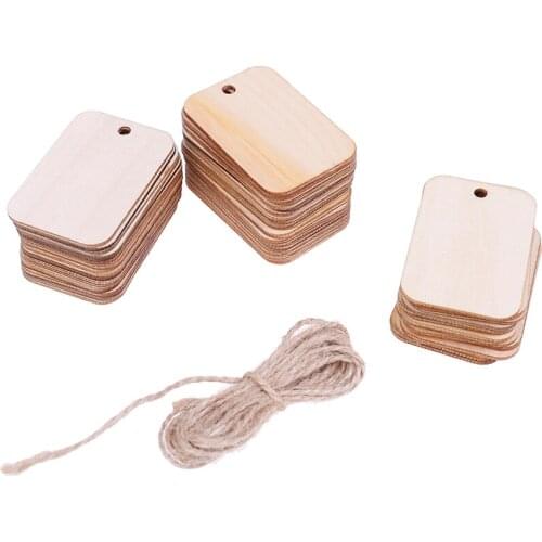 50pcs Ornament Wood Planks Tags Wooden Hanging Labels Sheet DIY Engraving Crafts